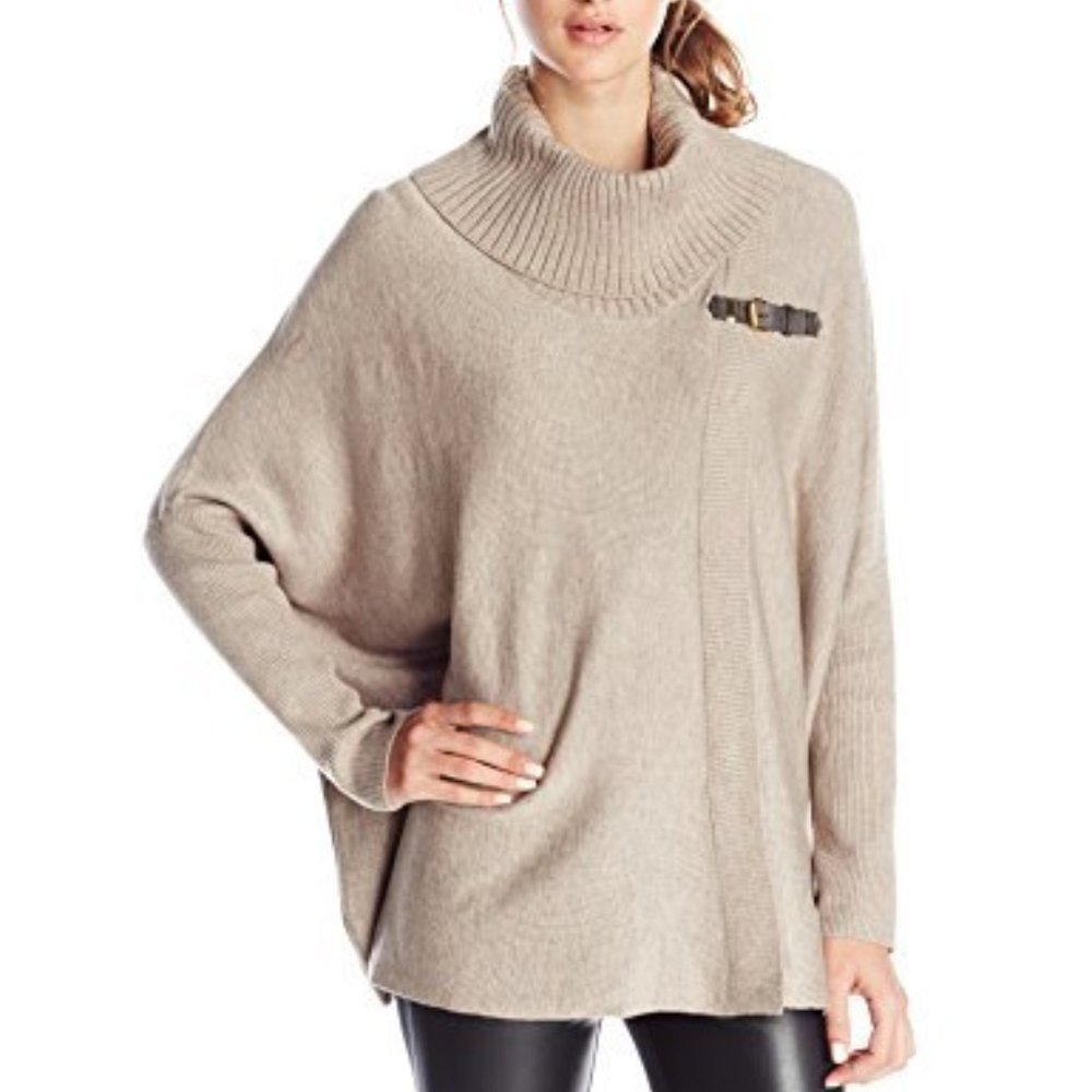 Calvin Klein Turtleneck Poncho Cowl Sweater